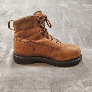 Wolverine Boots Mens 8.5 Brown Leather DuraShocks 6" Waterproof Work